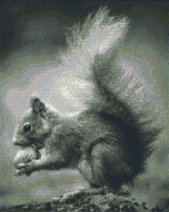 Squirrel With Nut In Black And White Nine [9] Baseplate Pixelhobby Mini Mosaic Art Kit